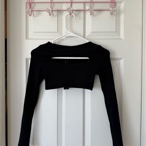 Fashion Nova Black Cutout Long Sleeve Crop Top